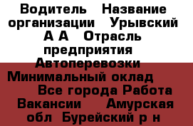 Водитель › Название организации ­ Урывский А.А › Отрасль предприятия ­ Автоперевозки › Минимальный оклад ­ 40 000 - Все города Работа » Вакансии   . Амурская обл.,Бурейский р-н